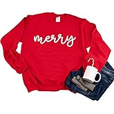 Merry Christmas Sweatshirt | Womens Holiday Crewneck | Matching Family Xmas Sweater | Kids Toddler Festive Winter Sweatshirt | Retro Merry Hoodie