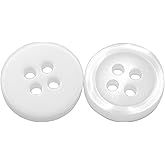 100 Pcs Mother of Pearl Buttons 18L (11mm) Buttons for Shirt 4 Hole 0.45 inch Pearl Round Glossy Plastic White Pearlized Bulk Standard Shirt Ideal for Clothes Blouse Suit Dress Skirt DIY Craft