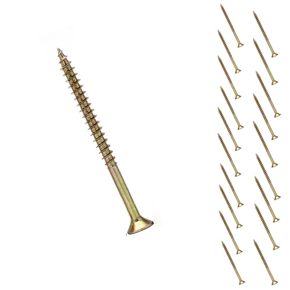 Long Wood Screws, Flat Head Wood Screws M5 x 80mm Self Tapping Drive Wood Screws, Galvanized Steel Countersunk Head Flat Modified Truss Head Wood Screw for Repairing Furniture, Joinery, DIY, 20 Pack