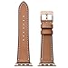 OXWALLEN Apple Watch Band Leather Replacement Watch Strap with Stainless Metal Buckle Clasp iwatch series 1 2 3 Replacement strap (42mm, Brown Band+Rose Gold Buckle)