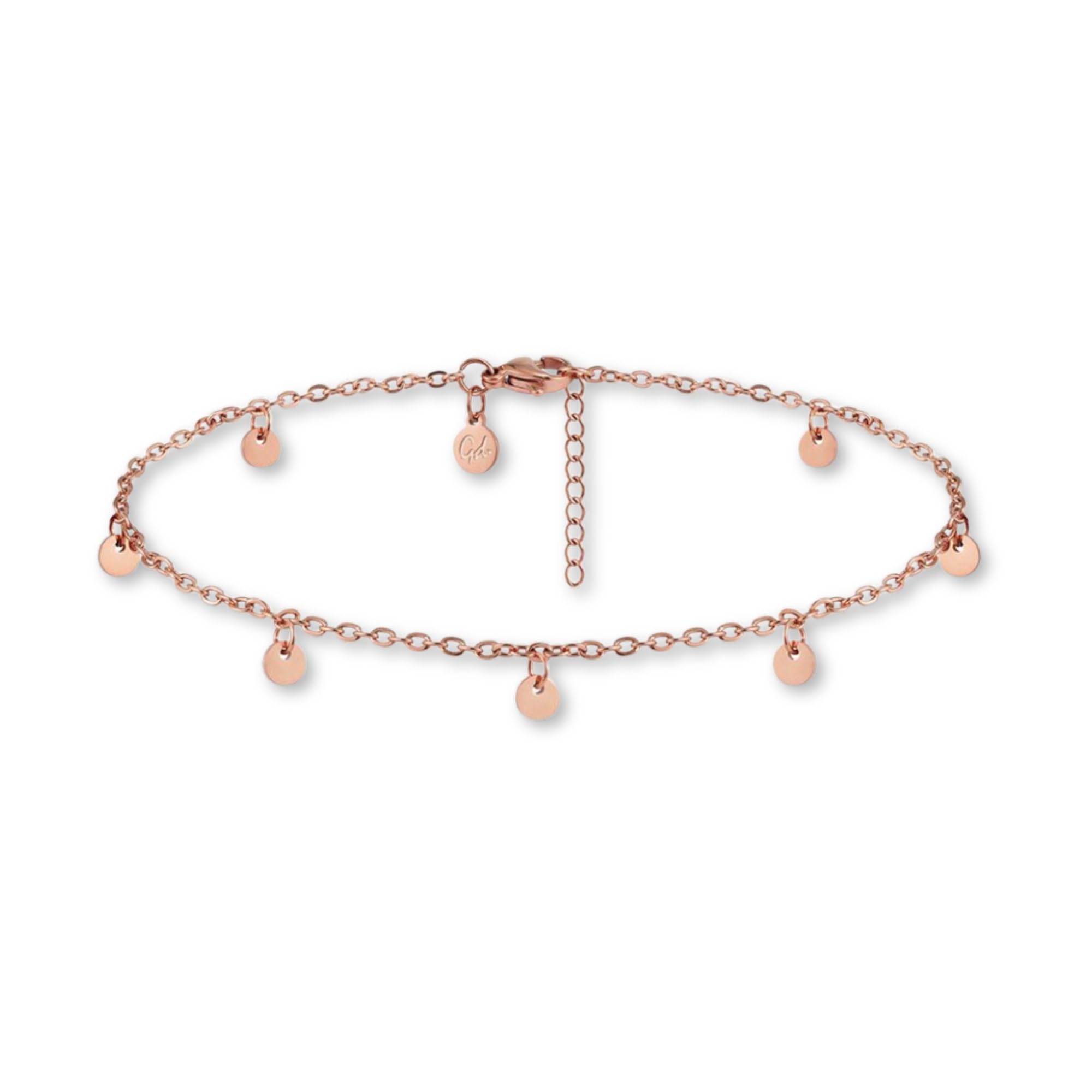 GD GOOD.designs EST. 2015 Anklet for ladies in gold, silver or rose gold I Waterproof platelet anklet adjustable (22-27cm) made of stainless steel (Rosé)