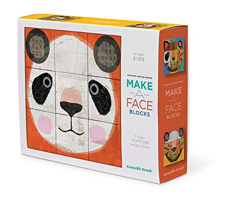 Crocodile Creek Make-A-Face Blocks Animal Mix & Match Block Stacking Set, 2.5"