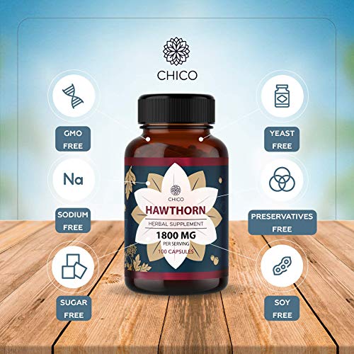 CHICO Hawthorn Capsules Organic Crataegus Berry Dietary Supplement to