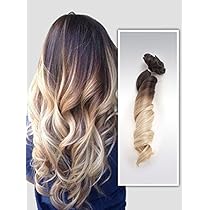 22 Full Head Clip In Hair Extensions Ombre Wavy Curly Dip Dye 6