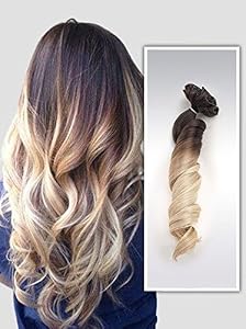 22 Full Head Clip In Hair Extensions Ombre Wavy Curly Dip Dye 6