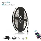 EXPOWER Smart Led Light Strip, WiFi Wireless Controlled Dimmable Color Changing Strip Light Kit, 16.4ft 300leds 5050 Waterproof LED Lights