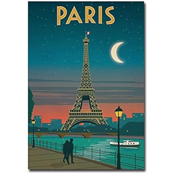 Paris Travel Vintage Art Refrigerator Magnet Size 2.5