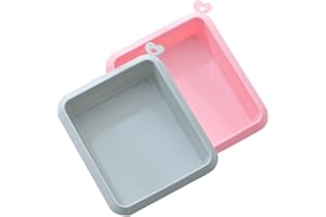 ARTIBETTER 2pcs Non-Stick Silicone Rectangular Cake Pans Baking Molds with Blue and Pink Colors for Home