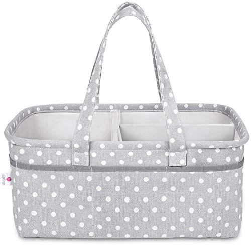 Baby Diaper Caddy Organizer Changing Table Nursery Basket | Premium Cotton Canvas Large Storage Bin | Sweet Ca