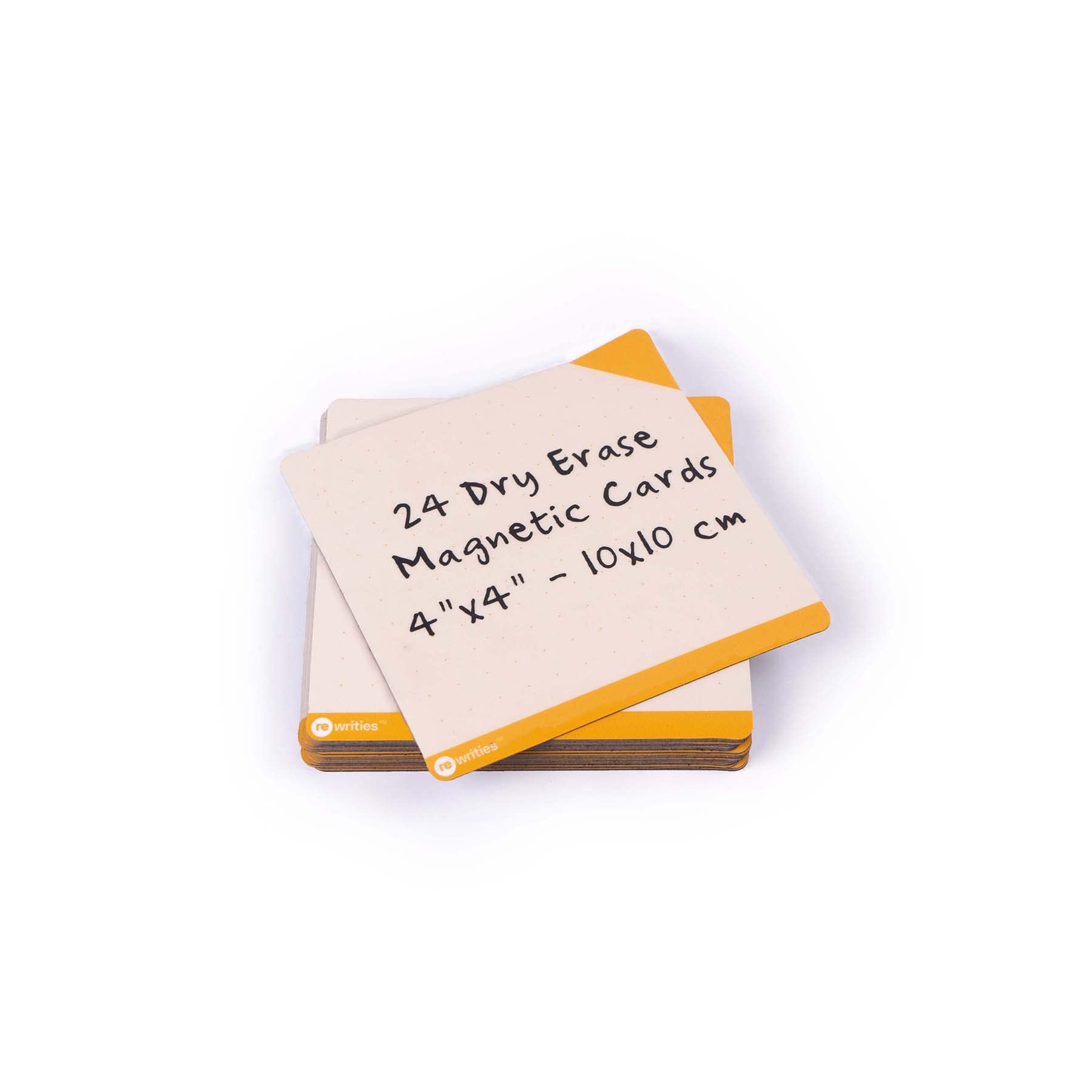 Rewrities Notes - 24 Yellow Dry Erase Magnetic Cards 10 x 10 cm - Reusable Notes for Whiteboard, Tasks, Planning, Projects, Organization
