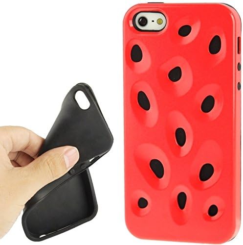 iPhone Case Cover Hollow Watermelon Style Plastic + Black Silicone Combination soft case rubber skin cover case for iPhone 5 &amp;5s &amp;SE WKKIT ( Color : Watermelon Red )