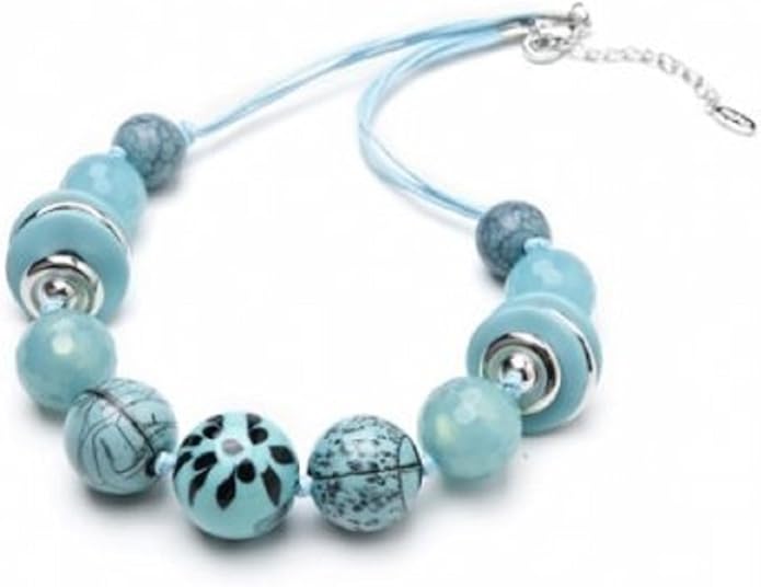 Chunky Blue Bead Necklace Blue Beaded Fashion Necklace Amazon.co.uk