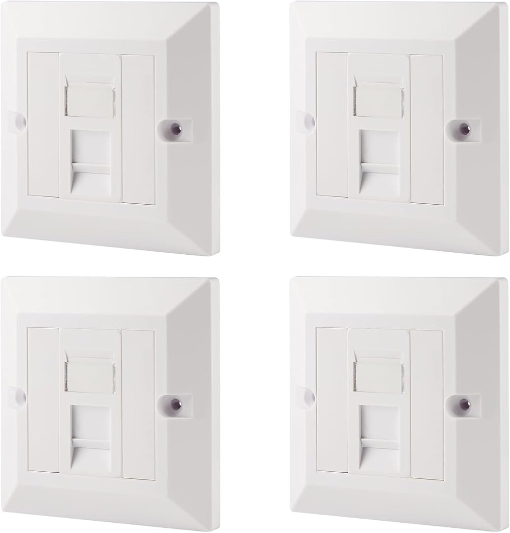 rhinocables CAT6 Faceplate 1/2/4 Port RJ45 Wall Socket Dual Quad