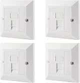 rhinocables CAT6 Faceplate 1/2/4 Port RJ45 Wall Socket Dual Quad