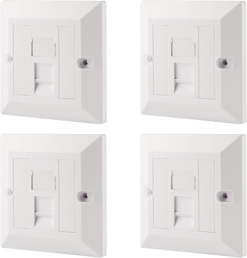 rhinocables CAT6 Faceplate 1/2/4 Port RJ45 Wall Socket Dual Quad