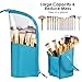 Clear Make-up Brush Cup Holder Organizer Bag with Slot, Travel Pencil Pen Case for Desk, Plastic Cosmetic Zipper Pouch, Portable Stand-Up Waterproof Dust-Free Small Toiletry Stationery Bag, Blue-Green