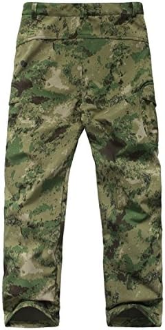 Vazpue Pants Shark Skin Waterproof Windproof Camouflage Pants Men Fleece Trousers Military Army Pant Green CamouflageL