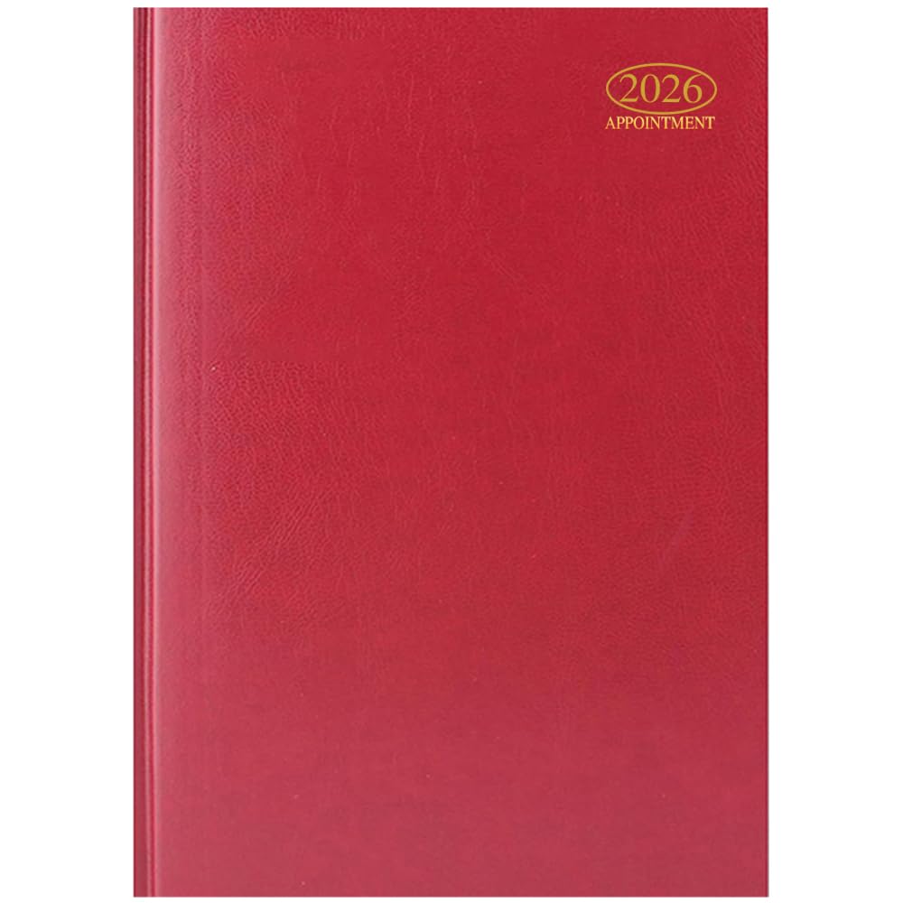 VR ANGLE 2026 A4 Week to View Red Appointment Diary | Commercial Planner for Office Home Business Meeting & Personal Use Sold