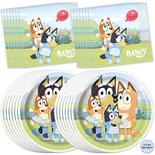 Unique Bluey Birthday Party Supplies | Serves 16 | Bluey Party Supplies | Bluey Birthday Decorations | Bluey Party Decorations | Bluey Plates and Napkins