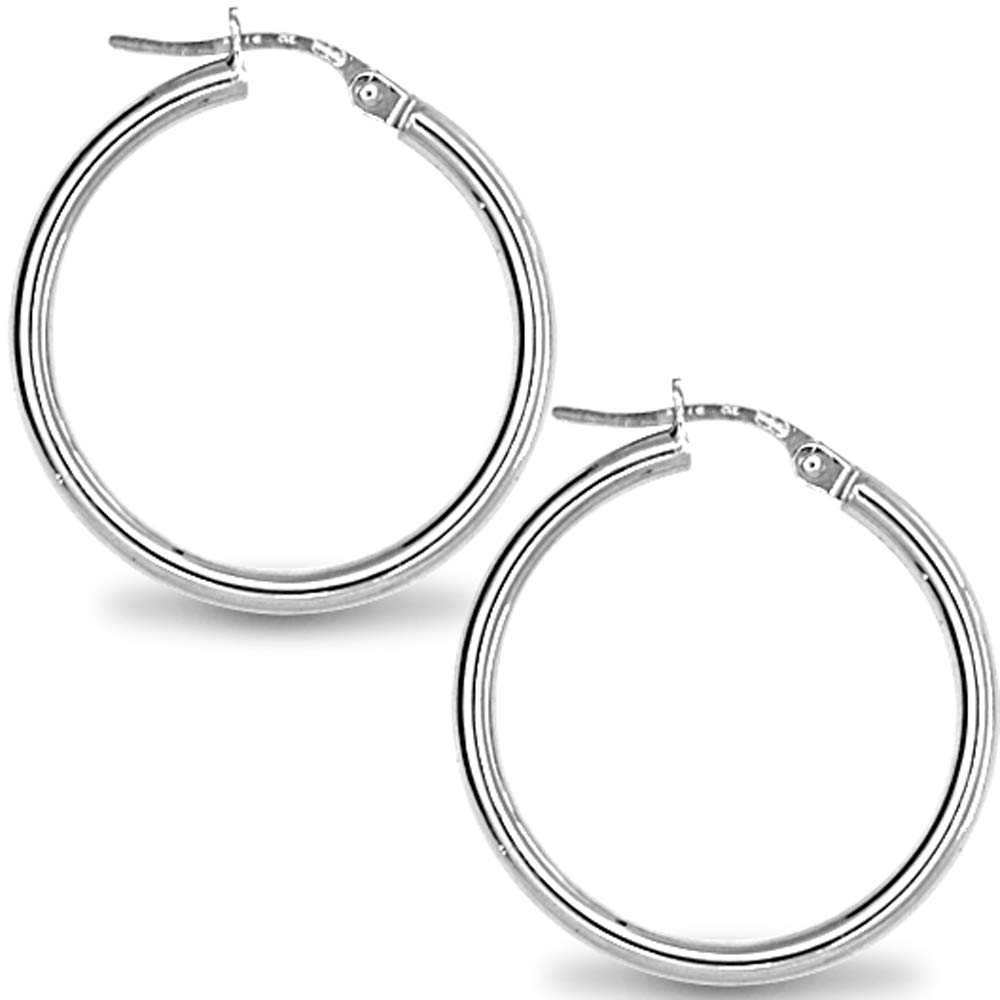 TreasureBay 925 Sterling Silver Hoops Earrings Gift for Women and Girls 3mm Round Tube Available in many Different Sizes (4.5 Cm)
