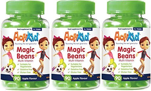 Special Deal 3X ActiKid Magic Beans Multi-Vitamin 90x Apple Flavour, No Gelatine, Children's multivitamins, Immunity Boost