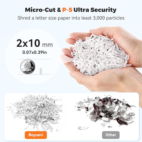 Boyuevi - Trituradora de papel de alimentación automática de 200 hojas resistente, 40 minutos sin parar, trituradora de papel comercial para oficina en casa, trituradora de micro corte con ruedas, P-5