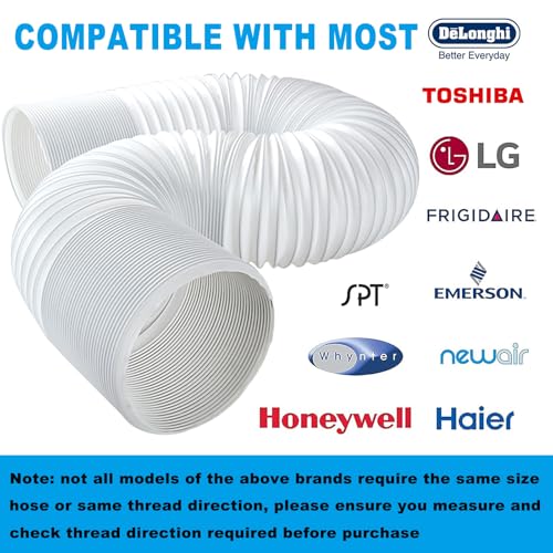 YinNorth 80" Length 5.9 Inch Diameter Portable Air Conditioner Hose Exhaust Vent AC Hose Counter-Clockwise Thread Tube Universal Replacement Compatible with Haier, LG, Delonghi and More