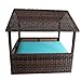 LEAPTIME Outdoor Rattan Pet Home Indoor Patio Pet Dogs House Garden Wicker Bed for Pet with Brown Rattan Turquoise Cushionthumb 4