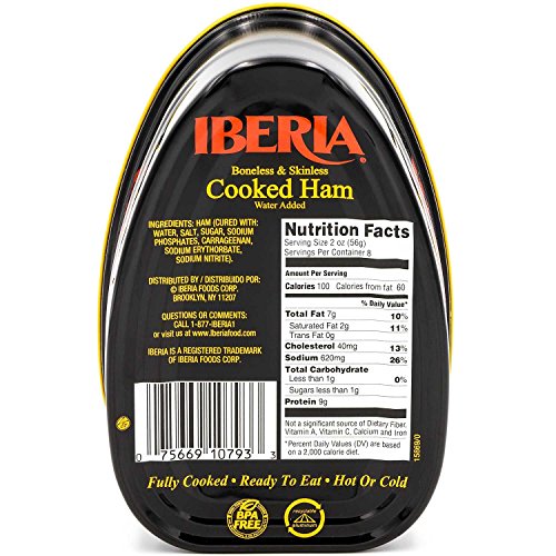 IBERIA BONELESS & SKINLESS COOKED HAM, 16 OZ