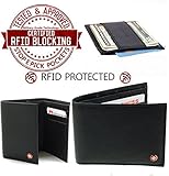 RFID Blocking Men's Leather Wallets Stops Electronic Pick Pocketing, Works Against Identity Theft & Credit Card Data Breach by Stopping RFID Scans