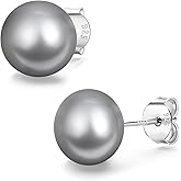 YAMI Black/Grey/White Pearl Earrings, Real Cultured Pearl, 925 Sterling Silver Stud Earrings Plated with 18K Gold, Classic & Elegant Jewelry Gifts for Women, Hypoallergenic Earrings for Sensitive Ears