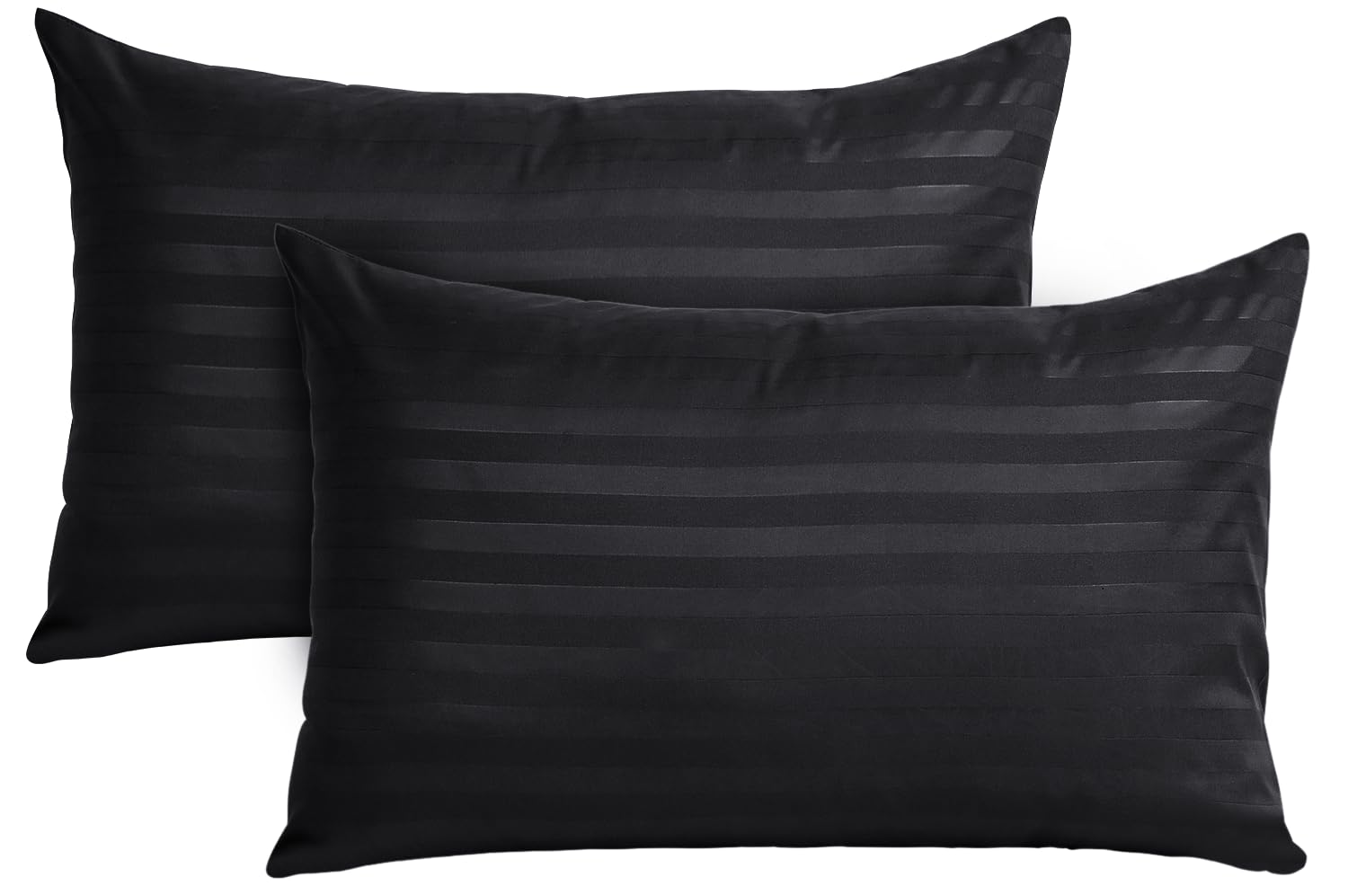 BedLooms Black Pillow Cases 2 Pack(Pillows Not Included) - 100% Microfiber Envelope Closure 50x75cm Stripe Pillow Cases Premium Hotel Quality Anti Allergy Pillow Cover