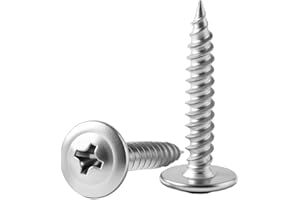 MOYOCODI #8×3/4'' (100 Pack) Truss Head Wood Screws Quick Metal Self-Tapping Screws 410 Stainless Steel