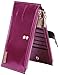 Borgasets RFID Blocking Women's Genuine Leather Wallet Credit Card Holder Zipper Purse Purple