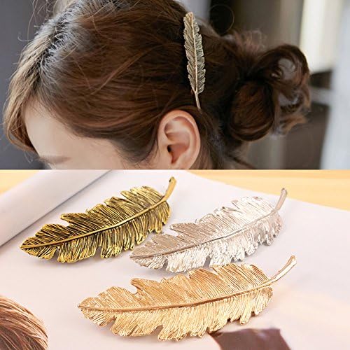 OPCC 6pcs Leaves Hair Accessories Headwear , Leaf Design Punk Women Girl Hair Clip Pin Claw Barrettes Accessories (Gold, silver & bronze)