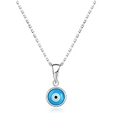 MOFEIJEWEL Evil Eye Pendant Necklace for Women 925 Sterling Silver Cable Chain Greek Protection Jewelry Gifts for women men
