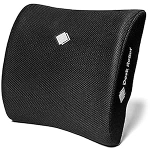 Desk Relief® Lumbar Support Cushion – Memory Foam Back Support Pillow to Relieve & Prevent Back Pain and Improve Posture – For Office Chair, Home, Car – Includes Travel Bag & Sit Healthy App