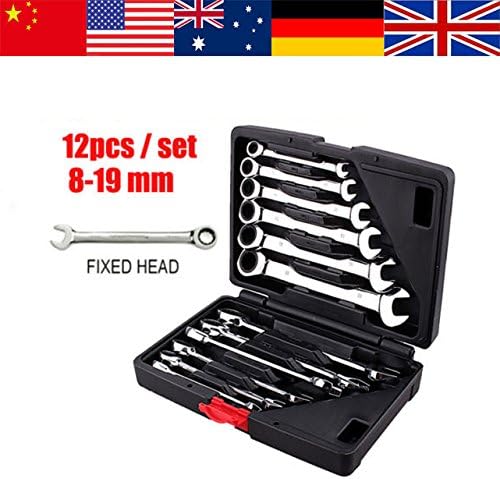 METRIC SPANNER WRENCH SET FIXED HEAD BEAUTIFULLY &amp; PRECISELY MADE 12 PIECES WRENCHES NUMBERING 8-19 MM ALL IN POLISH CHROME VANADIUM FINISH