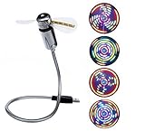 BicycleStore® Silver Mini Portable Flexible Desktop Computer Notebook PC Colorful LED Light USB Fan