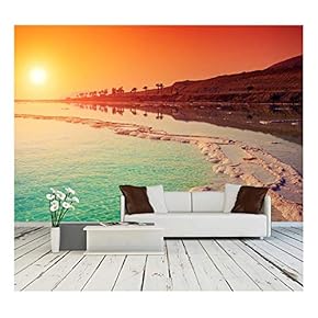 Sunrise Over Dead Sea. - Removable Wall Mural | Self-Adhesive Large Wallpaper - 66x96 inches
