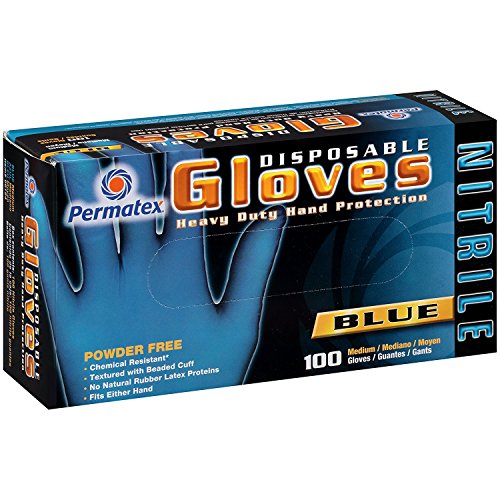 Permatex 09184 Medium Disposable Nitrile Gloves, Box of 100
