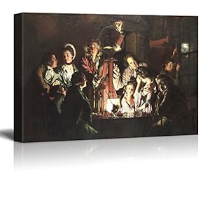 an Experiment on a Bird in The Air Pump by Joseph Wright of Derby - Canvas Print Wall Art Famous Oil Painting Reproduction - 12" x 18"