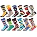 WeciBor Men's Funny Casual Argyle Striped Combed Cotton Party Dress Socks,052-53,Large, (Unisex US 7.5-12)