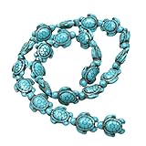 Monrocco 120 Pcs 18X15mm Turquoise Turtle Beads Charms Carved Spacer Beaads for Bracelets Jewelry Making
