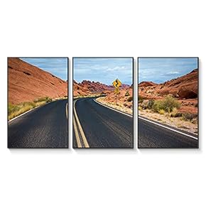 Floating Framed Canvas Wall Art for Living Room, Bedroom Landscape Gorge Mountain River Grassland Canvas Prints for Home Decoration Ready to Hang - 16"x24"x3 Panels