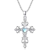 Cross Necklace for Women 925 Sterling Silver Cross Pendant Necklace with Moonstone/Birthstone Necklace Irish Cross Jewelry Gift for Women