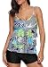 Urban Virgin Womens 2 Piece Bikini Spaghetti Strap Printed Padded Tank Top Tankini Swimsuits For Women Green M(US:8-10)