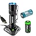EdisonBright Olight S10R II Rechargeable 500 Lumens CREE XP-L LED Flashlight EDC with RCR123 Li-ion Battery, Charging Base CR123A Lithium Back-up Battery Bundle