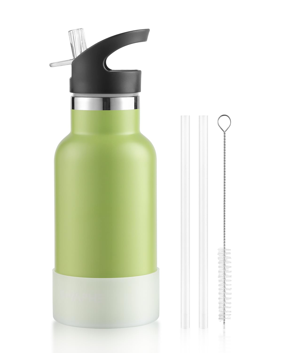 Sivaphe Insulated Water Bottle Drink Flasks Leak-Proof for Sports Outdoor Stainless Steel, Double Walled Vacuum with Lids and Straw 350ml Green