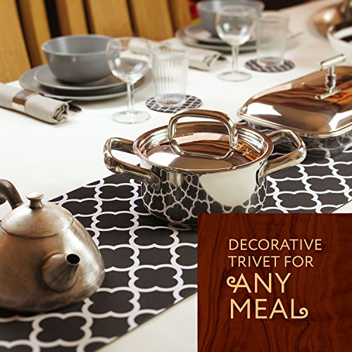 TRIVETRUNNER Decorative Trivet and Kitchen Table Runners Handles Heat, anti Slip, Hand Washable and Convenient for Hot Dishes, Black/White - Thumbnail 4